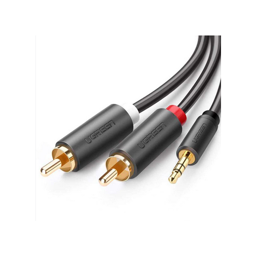 Cablu audio AV102 stereo 3.5 mm jack (T) la 2 x RCA (T) 2m gri - Ugreen