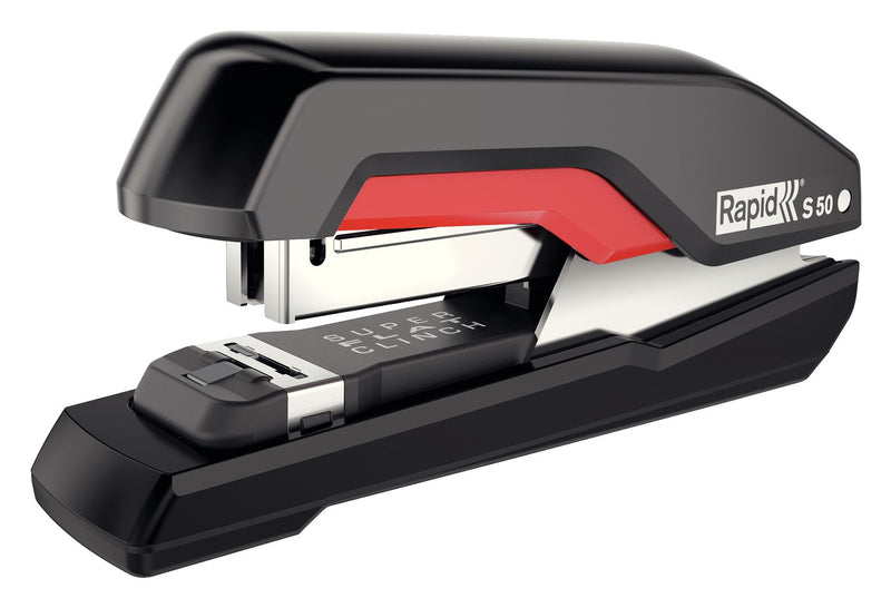 Capsator Supreme Halfstrip Rapid S50, capse OmniPress, 50 coli - Negru/Roşu