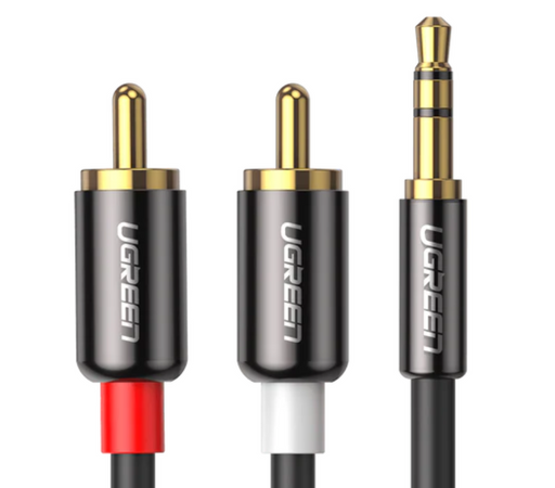 Cablu audio AV116 stereo 3.5 mm jack (T) la 2 x RCA (T) 3m negru - Ugreen
