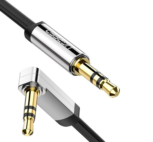Cablu audio AV119 stereo 3.5 mm jack (T) la 3.5 mm jack (T) unghi de 90 de grade la un capat 1.5m negru - Ugreen