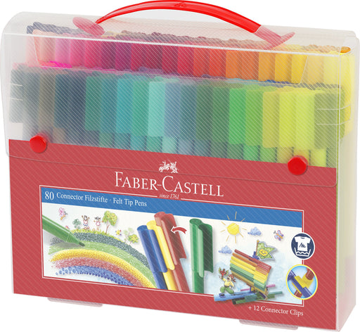 Carioci Connector 80 Culori Cutie Metalică Faber-Castell