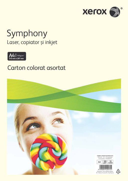 Carton copiator color Asortat Mixt, Xerox, format A4, 160g, top 100 coli
