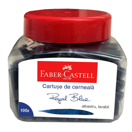 Cartușe Cerneală Mici Albastre 100 buc/Borcan Faber-Castell
