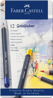 Set Creioane Colorate Goldfaber 12 Culori Cutie Metal Faber-Castell