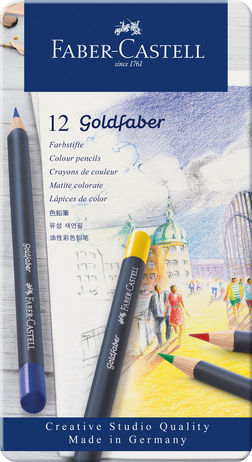 Set Creioane Colorate Goldfaber 12 Culori Cutie Metal Faber-Castell