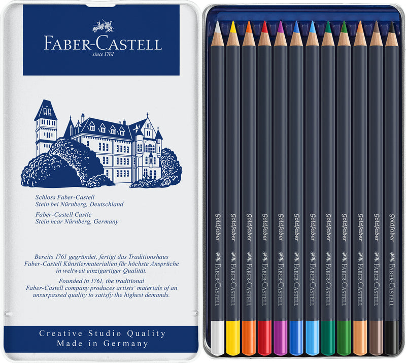 Set Creioane Colorate Goldfaber 12 Culori Cutie Metal Faber-Castell