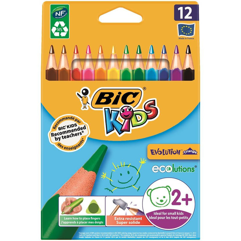 Creioane Colorate Evolution Triunghiulare 12 Culori BIC