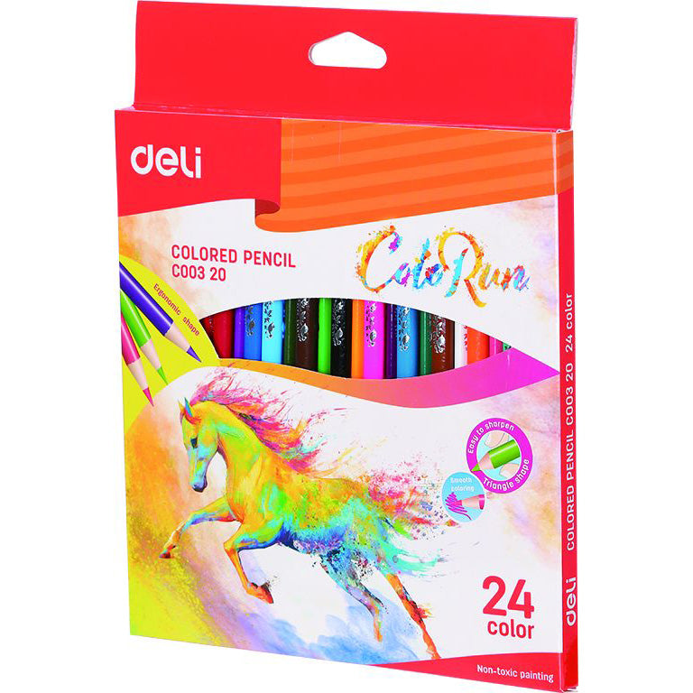 Creioane colorate Colorun Deli, set 24 culori