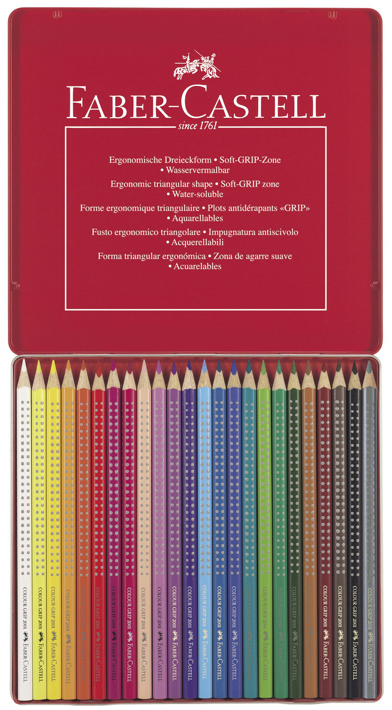 Creioane Colorate Grip 2001 24 Culori Cutie Metal Faber-Castell