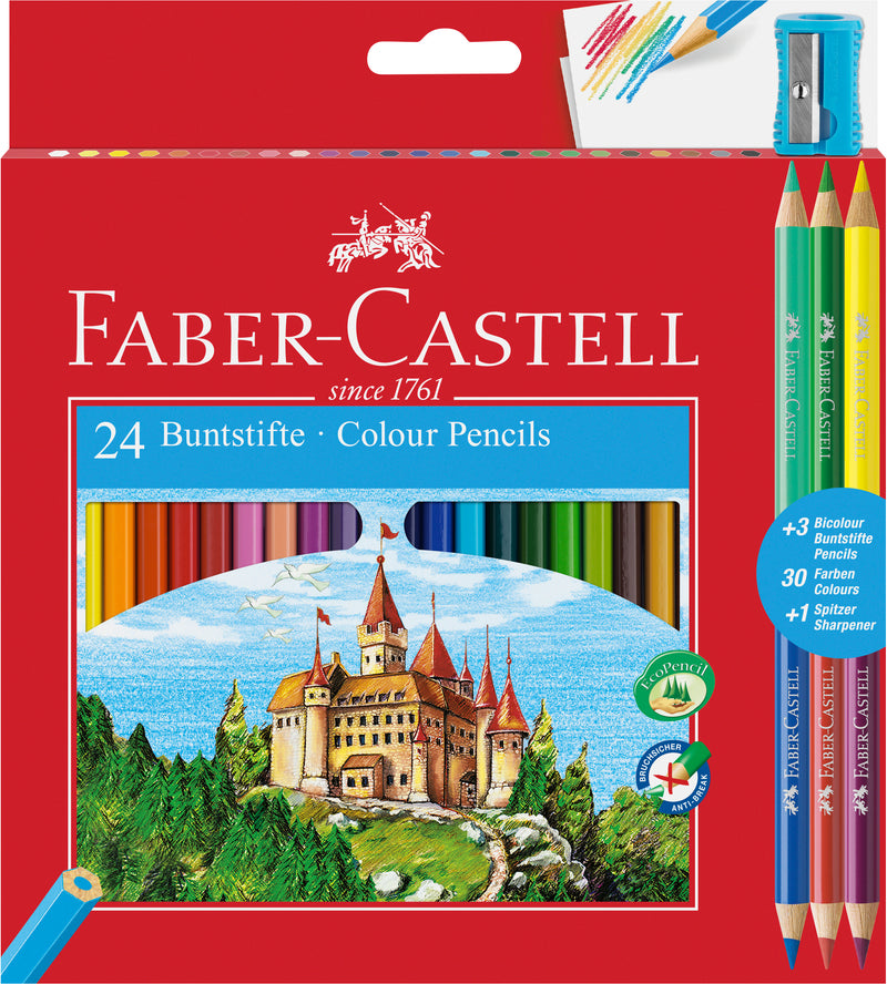 Creioane Colorate Eco cu Ascuțitoare 24+3 Culori Faber-Castell