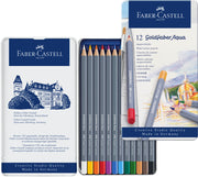 Creioane Colorate Acuarelă Goldfaber Aqua 12 Culori Cutie Metal Faber-Castell