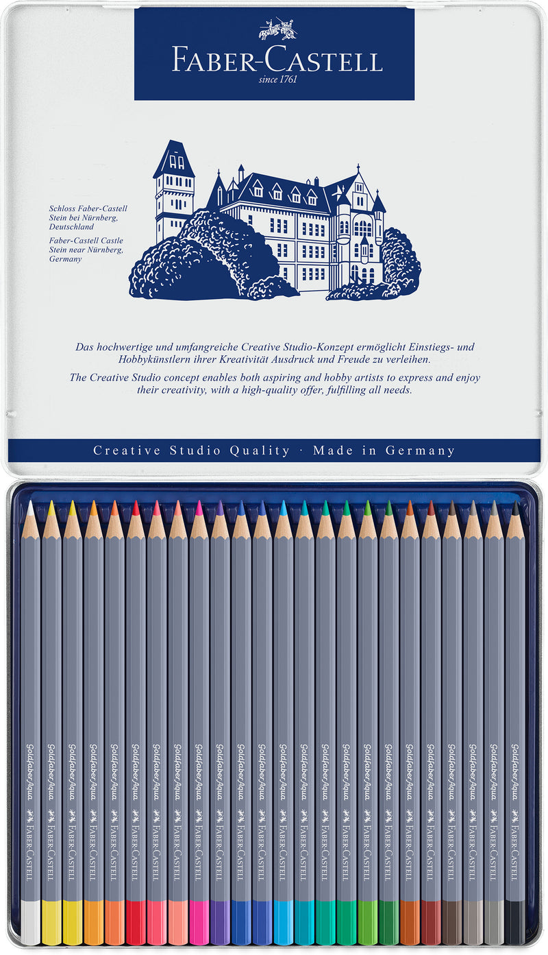 Creioane Colorate Aquarelle Goldfaber Aqua 24 Culori Cutie Metalică Faber-Castell