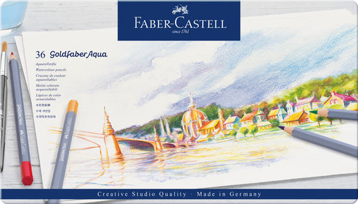 Creioane Colorate Acuarelă Goldfaber Aqua 36 Culori Cutie Metal Faber-Castell