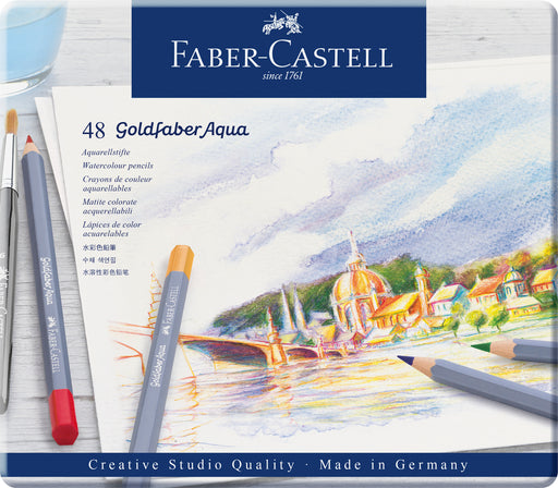 Creioane Colorate Acuarelă Goldfaber Aqua 48 Culori Cutie Metal Faber-Castell