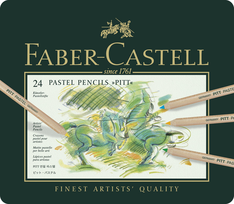 Set Creioane Pastel Pitt 24 Culori Cutie Metal Faber-Castell