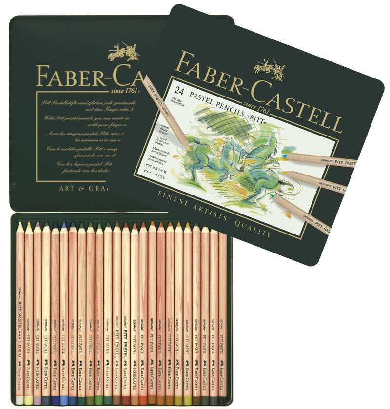 Set Creioane Pastel Pitt 24 Culori Cutie Metal Faber-Castell
