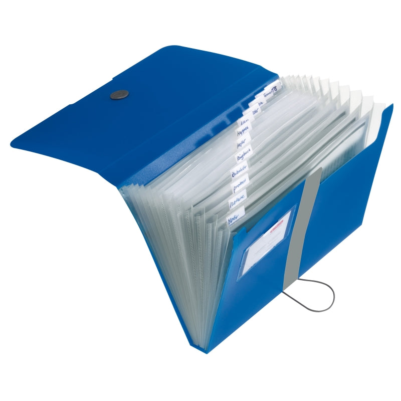 Mapă A4 EOTG PP expandabilă 12 compartimente buton elastic albastru Herlitz