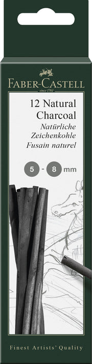 Cărbune Natural Pitt Monochrome 5-8 mm 12 buc Faber-Castell