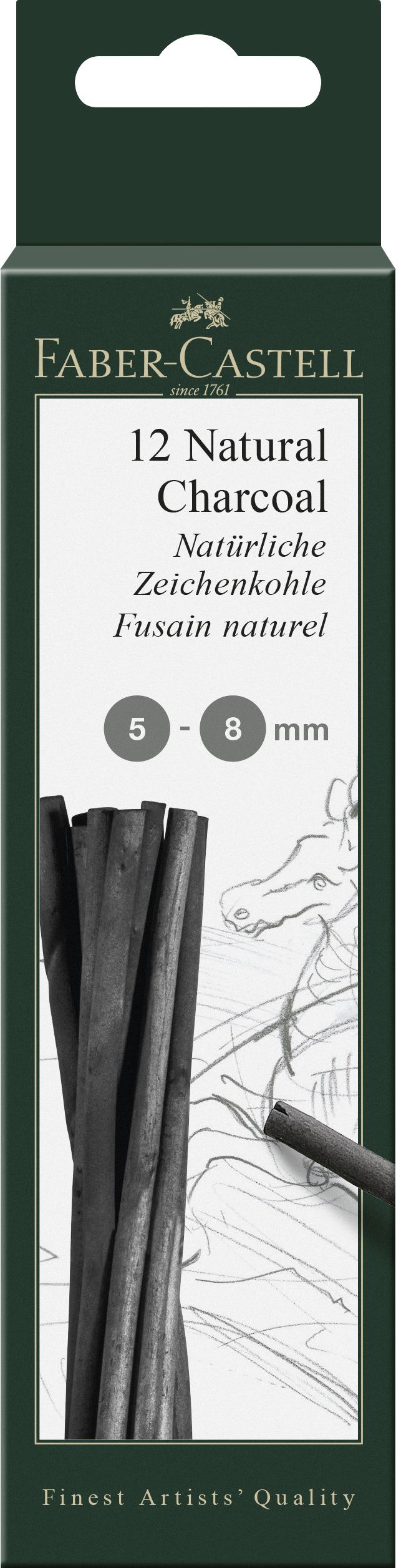 Cărbune Natural Pitt Monochrome 5-8 mm 12 buc Faber-Castell