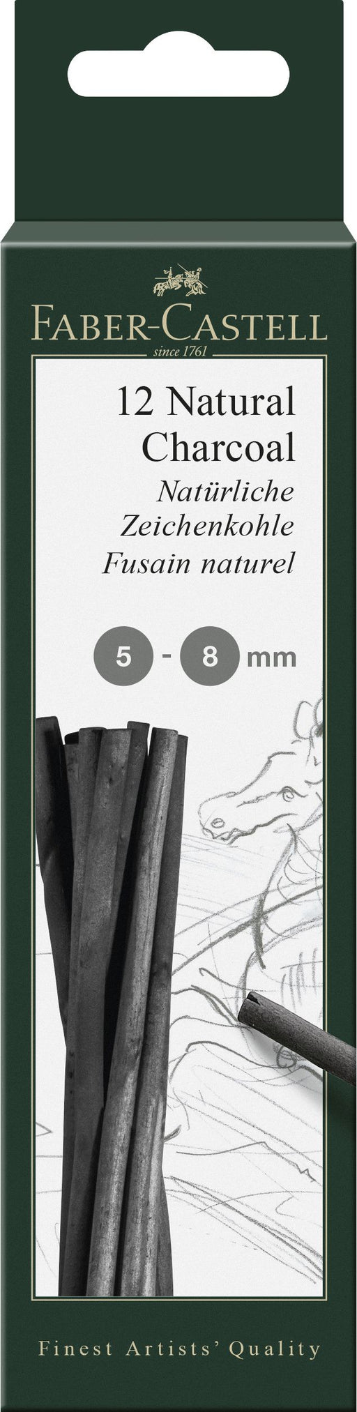 Cărbune Natural Pitt Monochrome 5-8 mm 12 buc Faber-Castell