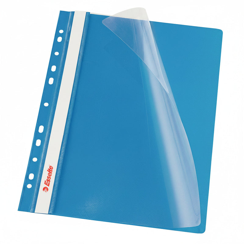 Dosar plastic cu șină și multiperforații alb ESSELTE format A4