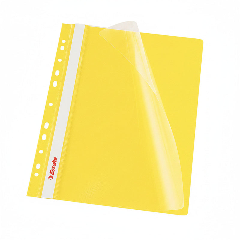 Dosar plastic cu șină și multiperforații alb ESSELTE format A4