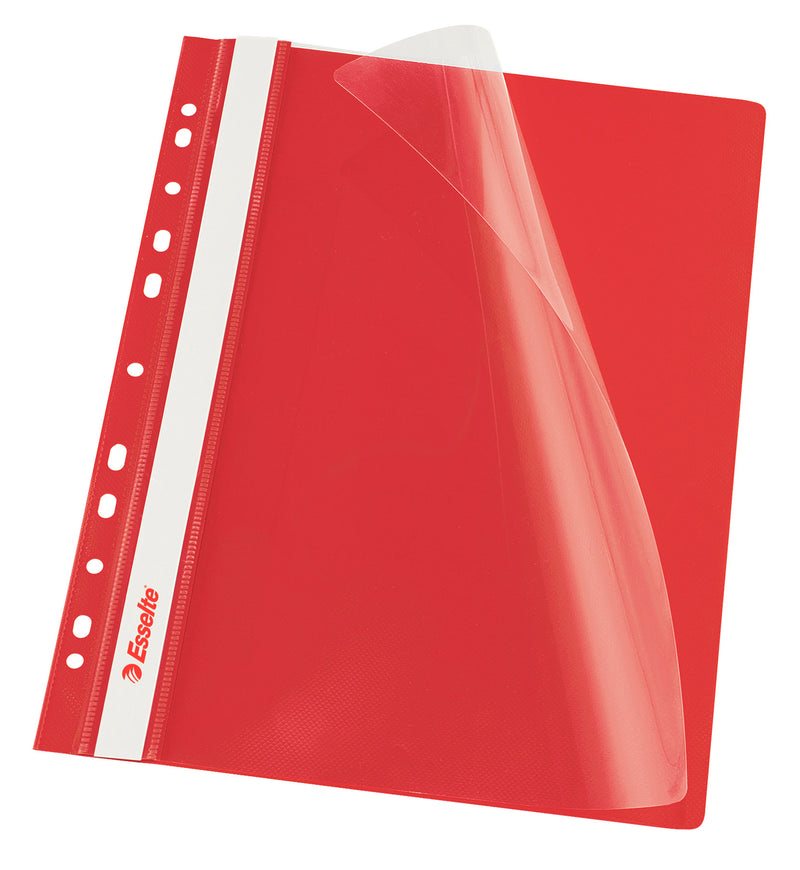 Dosar plastic cu șină și multiperforații roșu set 10 buc ESSELTE format A4