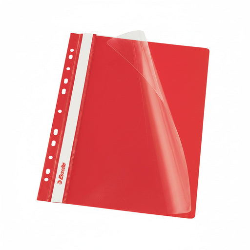 Dosar plastic cu șină și multiperforații roșu ESSELTE format A4