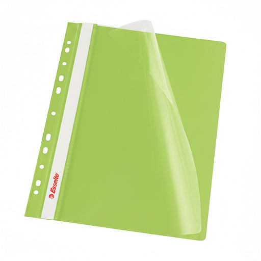 Dosar plastic cu șină și multiperforații verde ESSELTE format A4