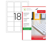 Etichete autoadezive rotunde Tanex, format 18/A4, dimensiune 63.5 x 46.6 mm, colțuri rotunde, 100 coli/top