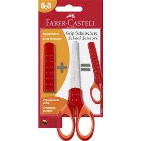 Foarfecă Școlară cu Protecție Grip Roșie Faber-Castell