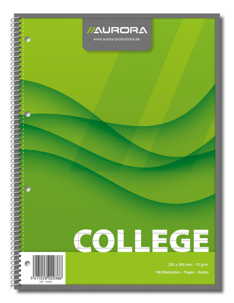 Caiet cu Spiră College A4 Dictando 4 Perforații 80 File 70g Verde Aurora