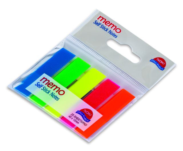 Index Adeziv din Plastic 12 x 45 mm Set 5 Culori Noki