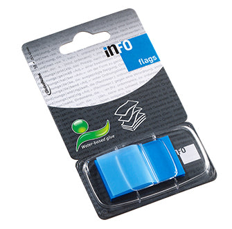 Index Adeziv Plastic 25x43 mm, 50 File, Albastru - Info Notes