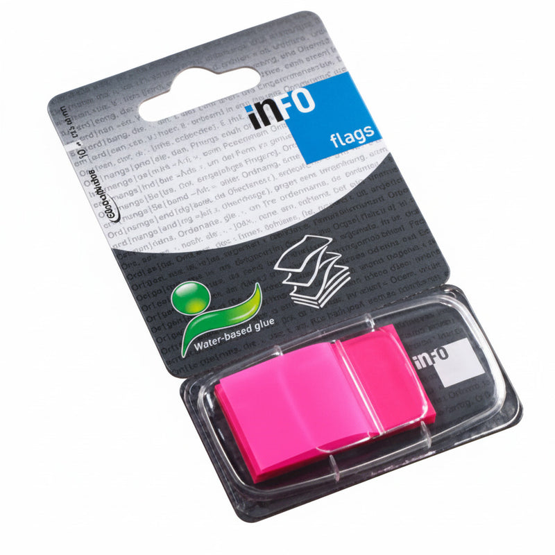 Index Adeziv Plastic 25x43 mm, 50 File, Roz - Info Notes