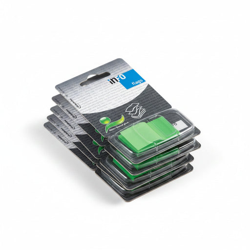 Index Adeziv Plastic 25x43 mm, 50 File, Verde - Info Notes