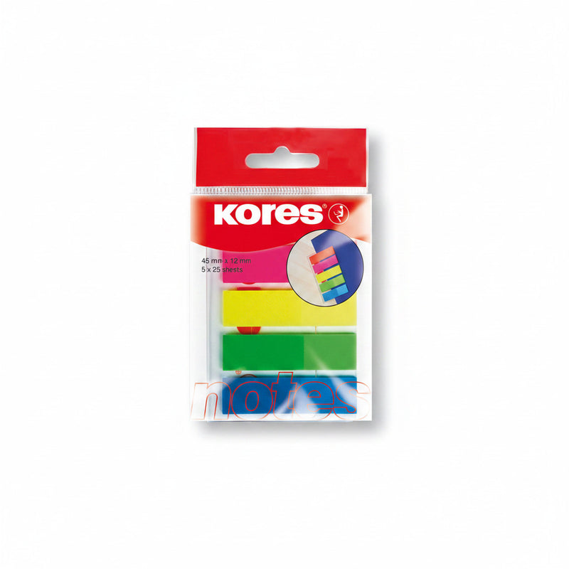 Index Plastic 12x45 mm, 5 Culori, 25 File - Kores