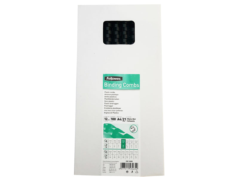Inele Plastic Negre 12 mm 56-80 coli 100 buc Fellowes