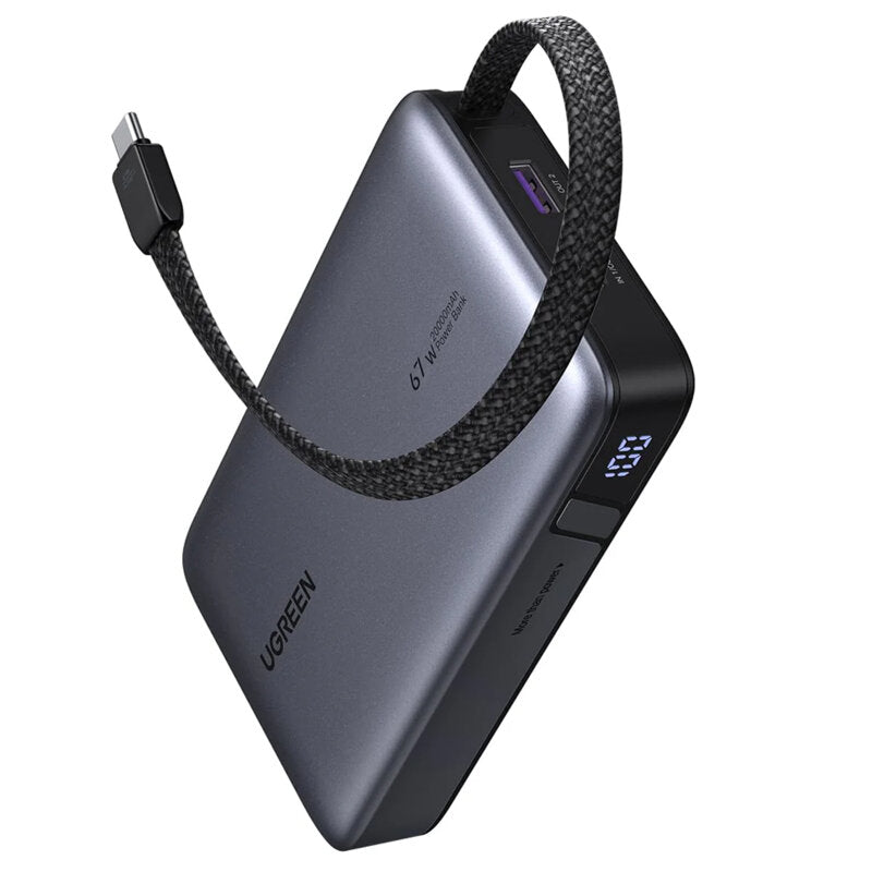Baterie externa Ugreen PB550 20000mAh 67W display gri