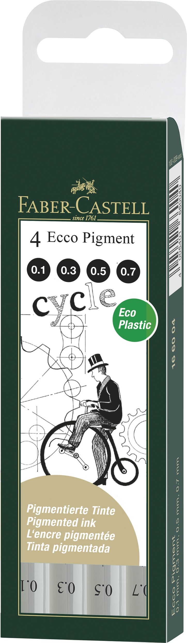 Set Linere Eco Pigment 4 buc 0,1 / 0,3 / 0,5 / 0,7 mm Faber-Castell