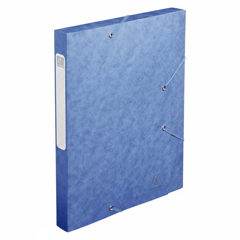 Mapă carton Exacompta cu burduf și elastic 2.5cm, A4, culoare albastră