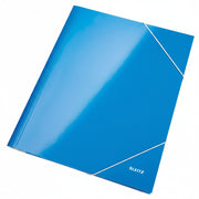 Mapă carton Leitz WOW cu elastic, A4, culoare albastru metalizat
