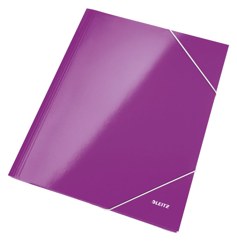 Mapă carton Leitz WOW cu elastic, A4, culoare mov metalizat