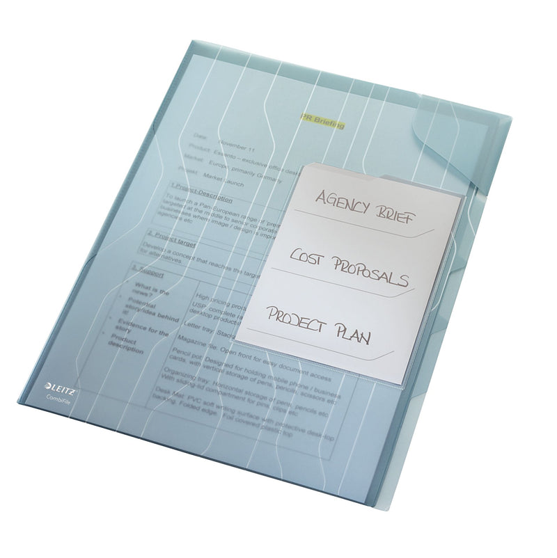 Mapă Plastic 3x20 Coli Albastră cu 3 Separatoare Combifile Jumbo - Leitz