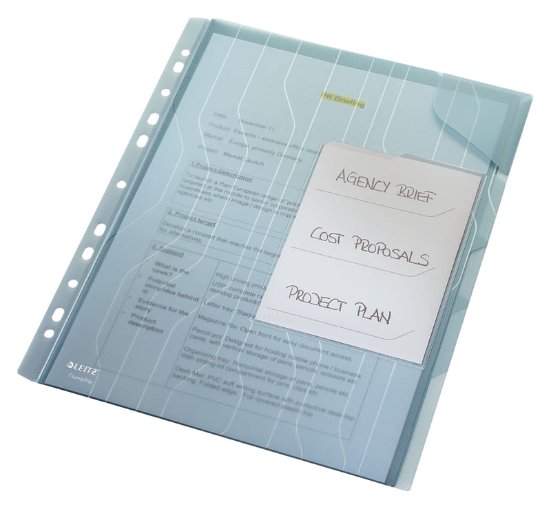 Mapă Plastic 3x20 Coli Albastră cu 3 Separatoare Combifile Jumbo - Leitz