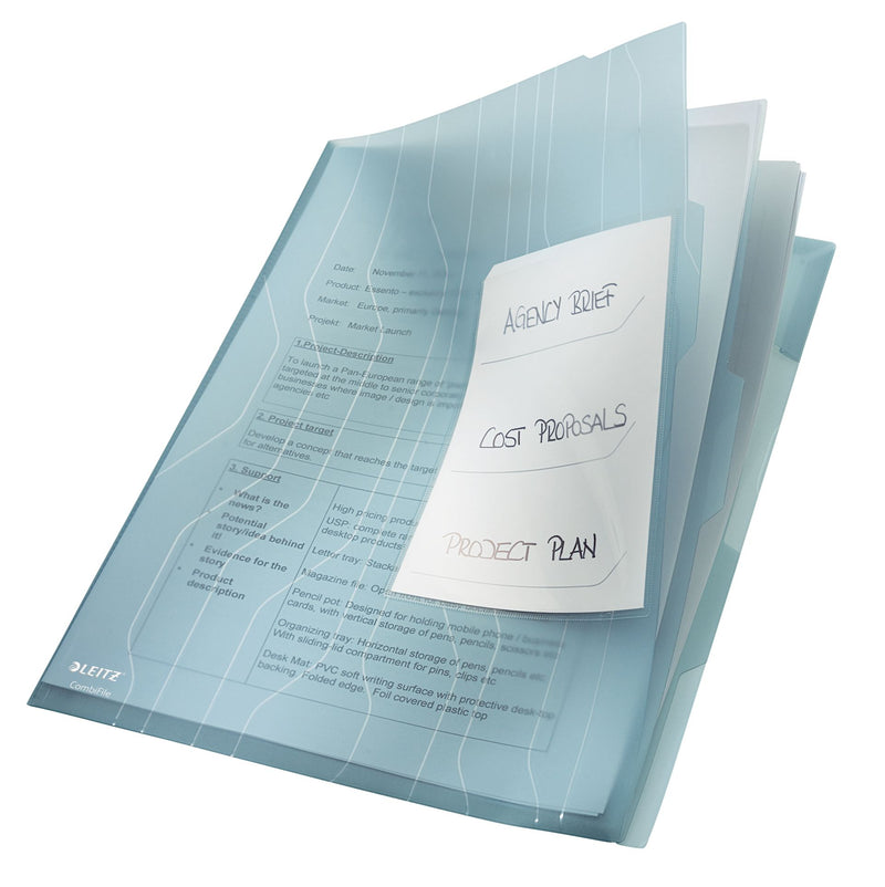 Mapă Plastic 3x20 Coli Albastră cu 3 Separatoare Combifile Jumbo - Leitz