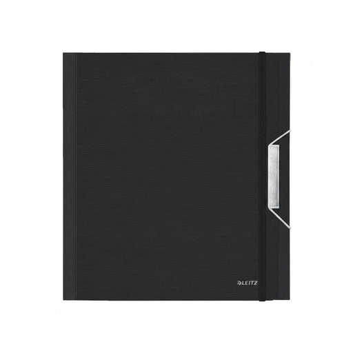 Mapă plastic 6 compartimente negru satin tip proiect Style marca Leitz, mapă din plastic pentru documente