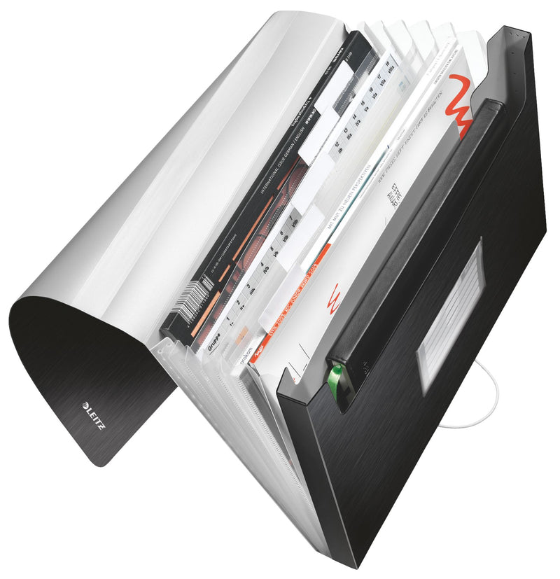 Mapă plastic 6 compartimente negru satin tip proiect Style - Leitz