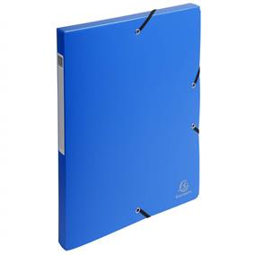 Mapă plastic cu elastic și burduf 2.5cm albastru marca Exacompta, mapă din plastic pentru documente