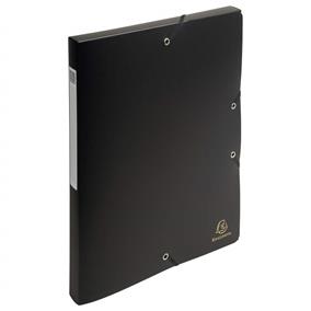 Mapă plastic cu elastic și burduf 2.5cm negru marca Exacompta, mapă din plastic pentru documente